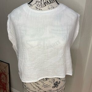 Wildfox Sleeveless Box Cropped Top with Beading at Neck